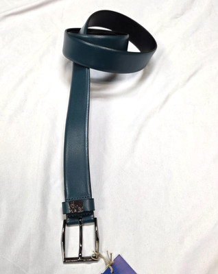 VERSACE COLLECTION Leather Belt Men's 46 2XL 115cm TEAL Metal Buckle ITALY MADE