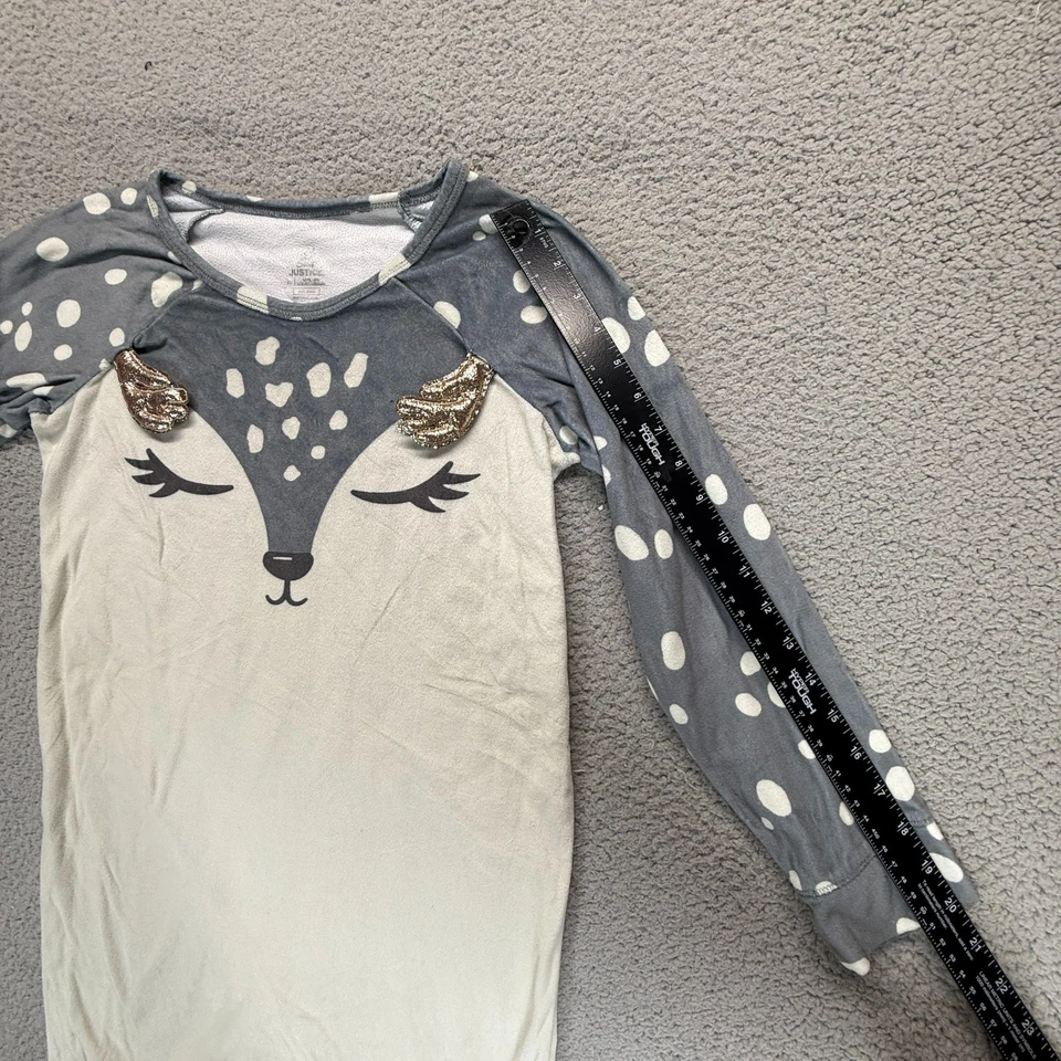 Camisa Pullover Acogedora Camisa para Dormir Justice Gris Blanco Niñas M Critter Deer Goblincore Foto 4 de 4