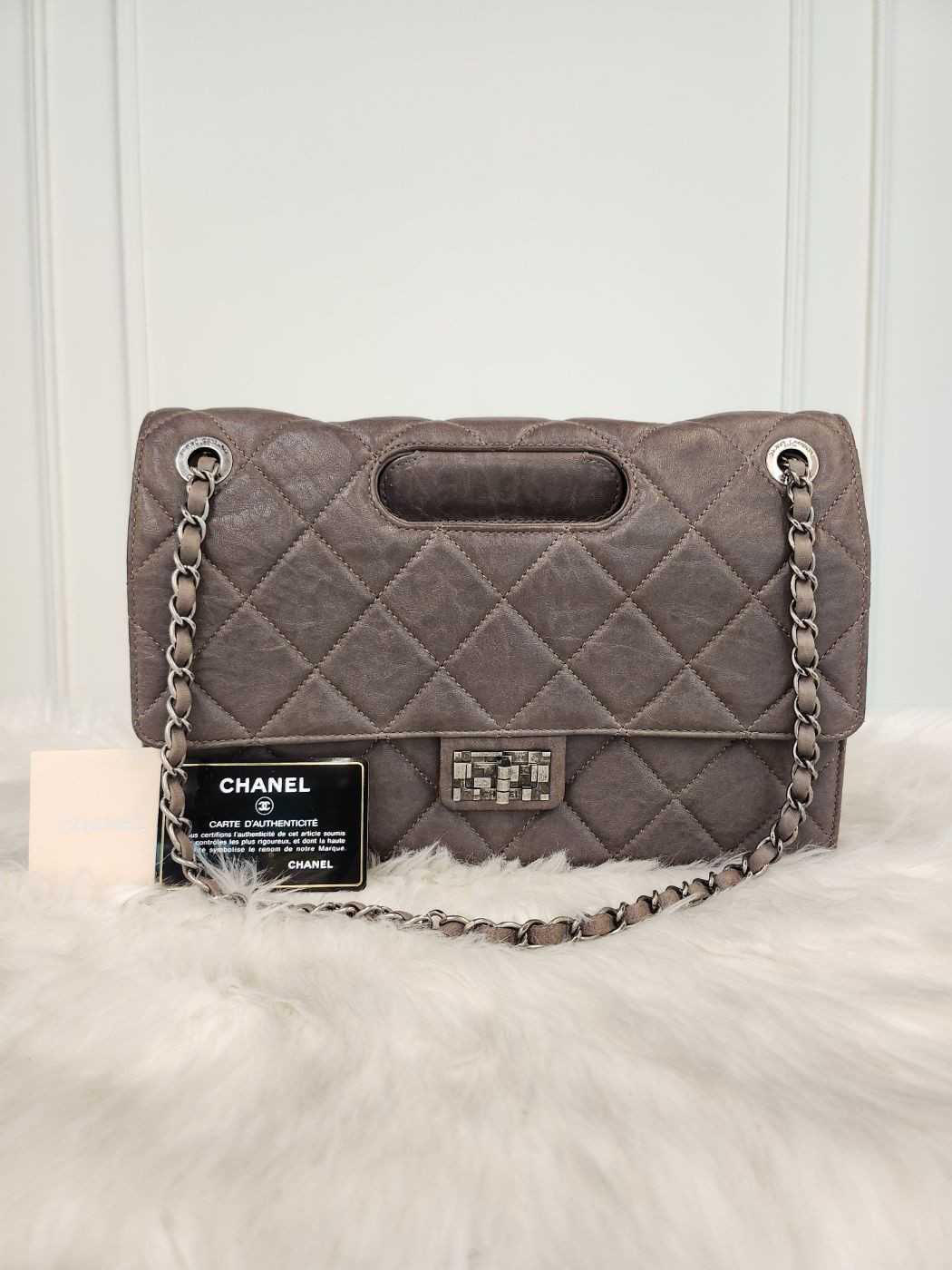 CHANEL 2.55 Vintage Grey Flap Bag 15 Series A 78079508