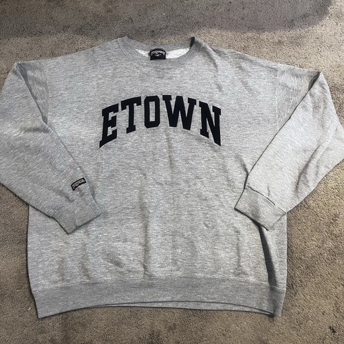 Vintage MenS XL ETOWN Elizabethtown College Crewneck Sweatshirt Gray Made In USA