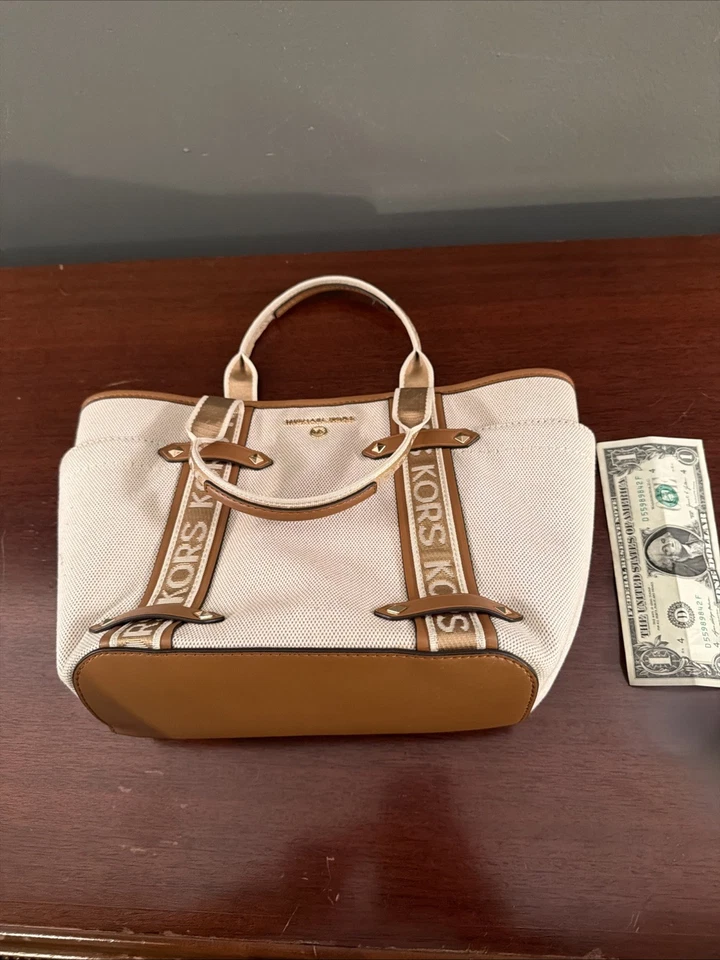 Michael Kors Maeve Small Tote Hand Bag  Detachable Strap Natural Acorn Purse - Image 2 of 4