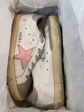 Golden Goose White Pink Suede Leather Super Star Sneakers EU 37