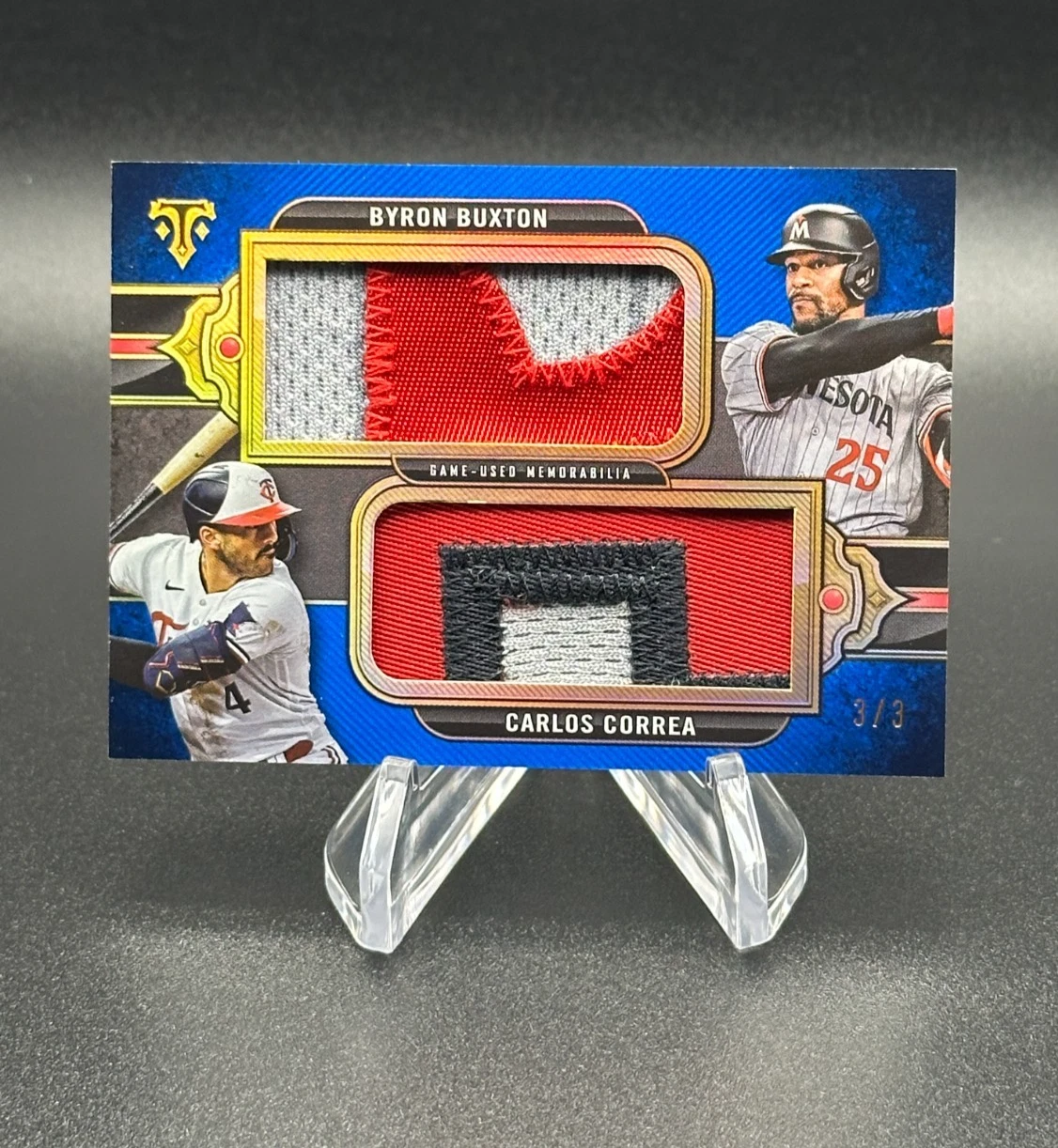 2024 Topps Triple Threads Byron Buxton Carlos Correa Dual Jumbo Relic Blue #/3