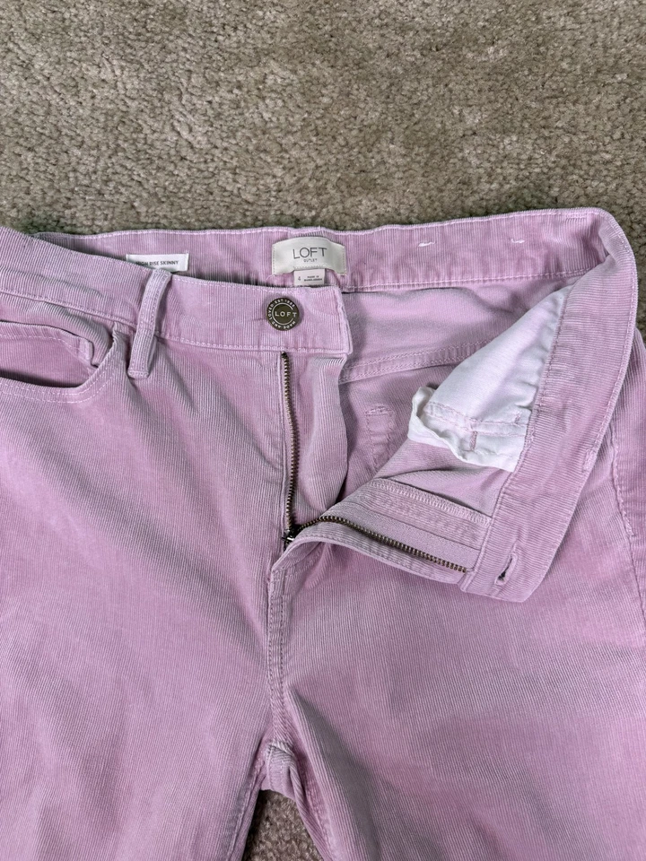 Pantalones de pana LOFT Outlet talla 4 ajustados elásticos tiro alto rosa 30x28 E810 Foto 3 de 4