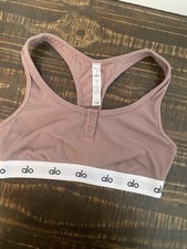 ALO Yoga Icon Ribbed Henley Bra Size Small Powder Pink NWOT