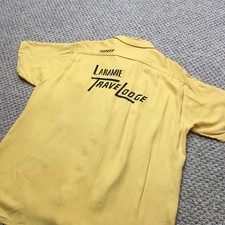 Vintage 50s Rayon Sport Shirt Mens XL 48 Yellow Loop Collar Chainstitch Jim