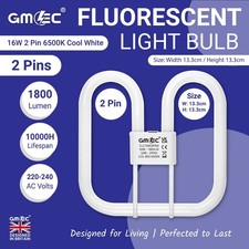 16W 2-Pin 2D CFL Fluorescent Tube 6500K Cool White Bathroom Ceiling Lamp GMEC