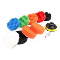 Polierpads Set Amio 80Mm 9-Tlg Klett + Lammfell Mit Adapter M14 FüR Bohrmaschine