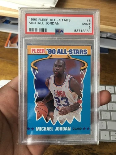 1990 Fleer All Stars MICHAEL JORDAN Bulls Basketball Card #5 Graded PSA 9 MINT