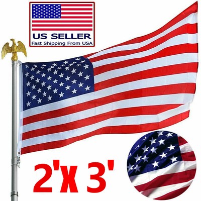 2×3 FT Polyester USA United States Flag Brass Grommets Outdoor American US Flag