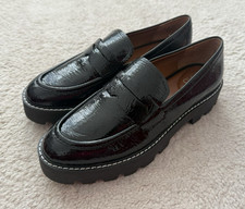 Franco Sarto Cassandra Black Patent Penny Loafers Chunky Platform Women 8M NEW