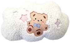 Vintage Cloud Shaped Cushion Sherpa Fleece Pillow Cream Bear Stars Zip Plush Toy