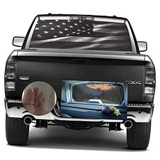 Truck Rear Window Graphic American Flag Decals, Patriot Truck Black Flag1