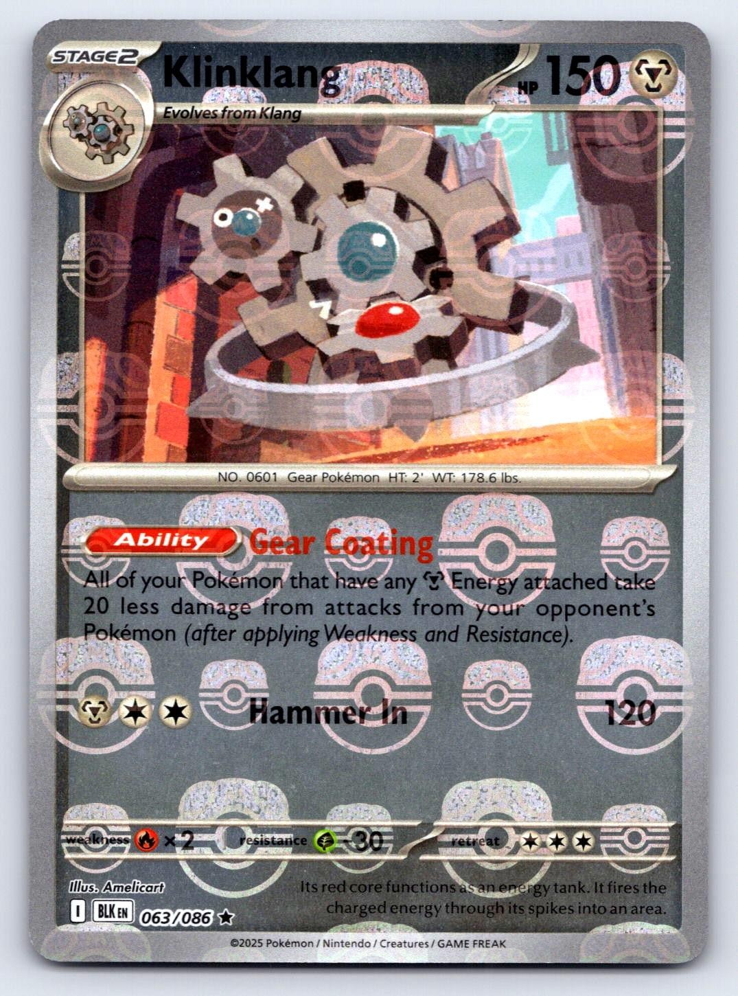 Klinklang (Master Ball Pattern) 063/086 Holo Rare Black Bolt Pokemon Near Mint