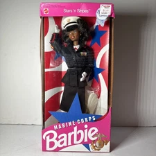 NIB 1991 Barbie Marine Corps Stars N’ Stripes African American Doll 7594