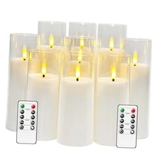 Flickering Flameless Candles Battery Operated with Remote and 2/4/6/8 H White-1