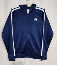 Adidas Boys Hoodie Jacket Fleece Zipper Active Blue Size XL NWT
