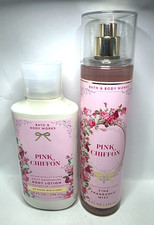 BATH AND BODY WORKS PINK CHIFFON BODY MIST  LOTION 8 FL OZ EACH