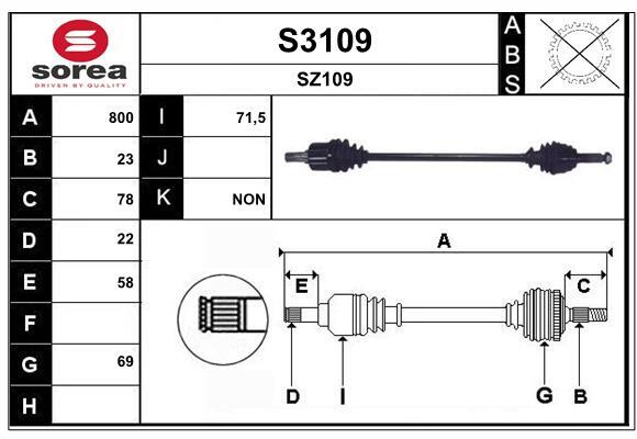 Arbre de transmission SNRA S3109 pour supprimer les vibrations mécaniques au volant