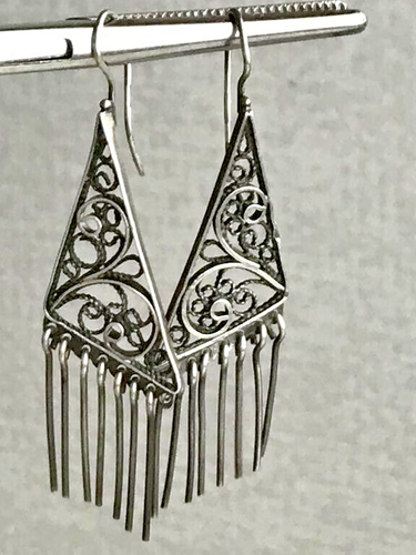 Vintage Unusual Soviet Sterling Silver 916 Earrings , Women's Jewelry - Picture 3 of 5
