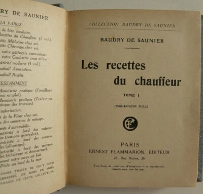 Livre les recettes du chauffeur tome 1 collection Baudry de Saunier - Photo 1/3