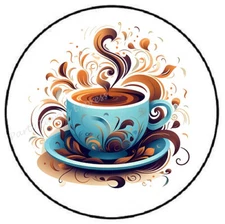 COFFEE CUP ENVELOPE SEALS LABELS STICKERS PARTY FAVORS