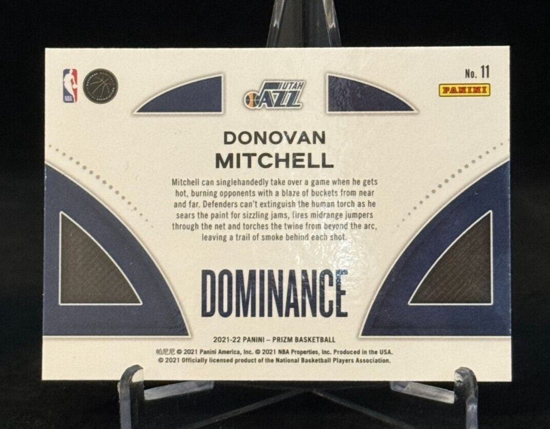 ドノバン・ミッチェル rc Panini Prizm シルバー リフレクター 2021-22 Panini Prizm Dominance #11 Donovan Mitchell Utah