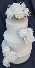 Wedding Anniversary Birthday Cake Topper/Set White Roses Decorating Flowers