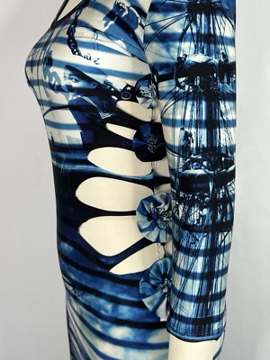 Vtg Jean Paul Gaultier Soleil Blue Striped Sailor Print Cut Out Dress M | eBay Vtg Jean Paul Gaultier Soleil Blue Striped Sailor Print Cut Out Dress M | eBay