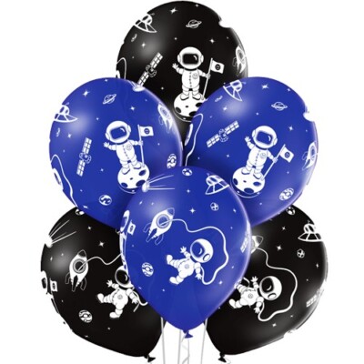 Spaceman 12 Inch Latex Balloons Birthday Party Balloons (Pk 6)