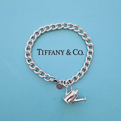 RARE Tiffany & Co Sterling Silver Watering Can Charm Twisted Rope