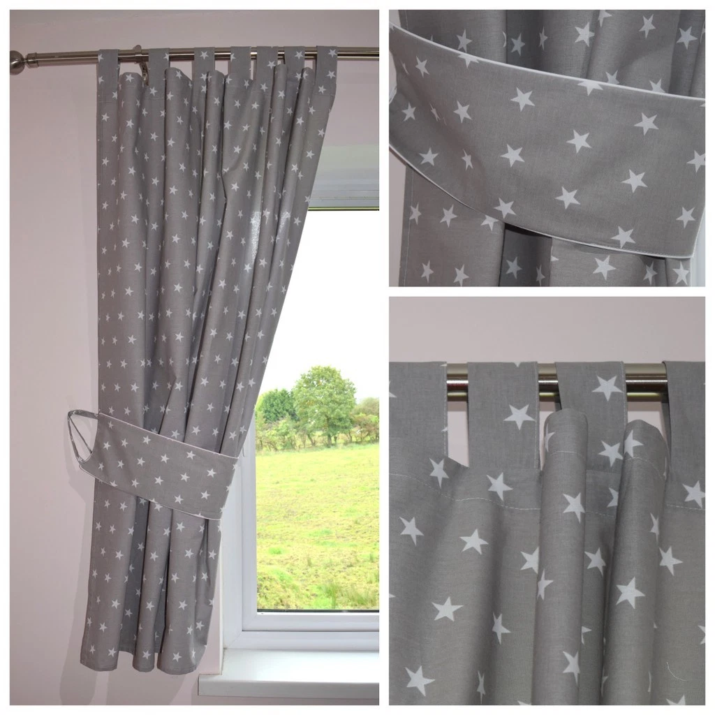 Stars Grey Curtains Nursery Baby Room