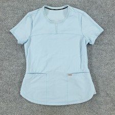 Cherokee Scrub Top Shirt Women's Small Blue Stretch Short Sleeve Medical Uniform