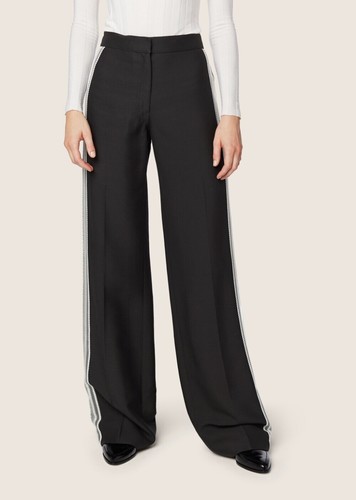 Derek Lam Women's Tuxedo Trouser With Lace Trim Wide Leg Black Pants Sz. 36