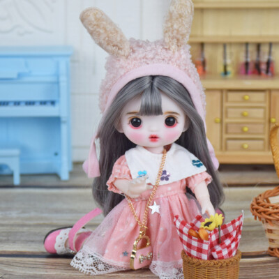 Vollständiges Set 16cm BJD Puppe 1/8 Mini bewegliche gemeinsame Mädchen SD Puppe