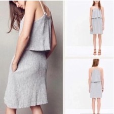 Madewell Dream Drift Overlay Linen Dress Gray Size 4