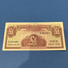 BRITISH ARMED FORCES 4TH SERIES SPECIAL VOUCHER MILITARY PAYMENT ONE POUND NOTE