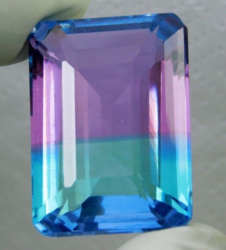 49.4 Ct Natural EGL Certified Tourmaline Emerald Cut Multi-color Loose Gemstone - Picture 3 of 7