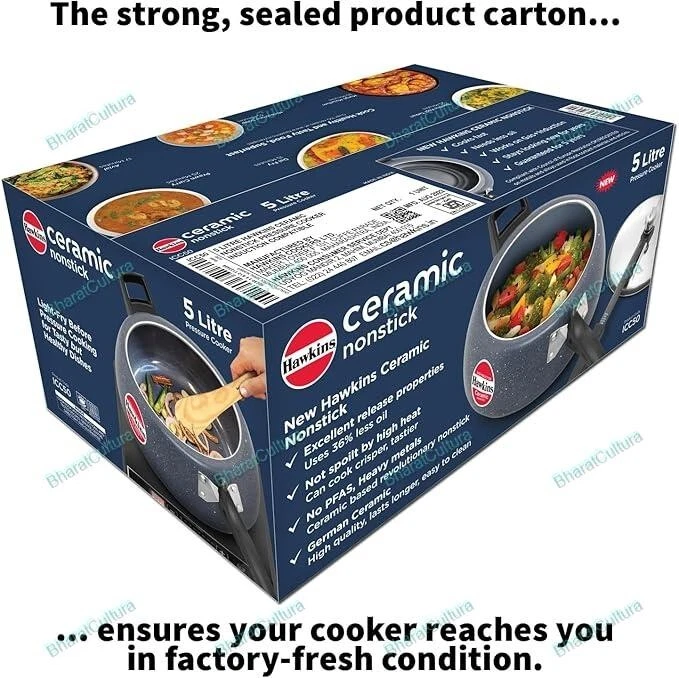 Hawkins 5 Litre Ceramic Nonstick Granite Contura Pressure Cooker (ICC50)