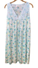 Lati Fashion Intimates Collection Nightgown Sz M Shiny Aqua Floral Lace