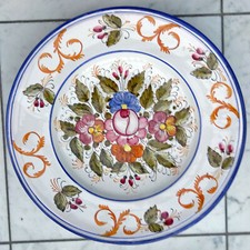 Keramikteller Wandteller, Landhausstil, Ø 30,5 cm blau-rot-orange-grüne Bemalung