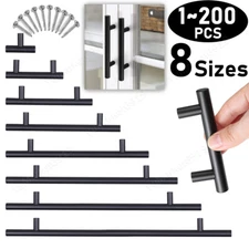 Lot Cabinet Handles T Bar Pulls Kitchen Drawer Hardware Stainless Steel Black