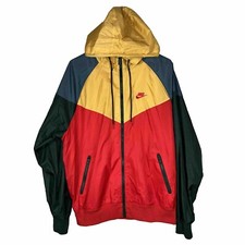 Nike Windrunner Water Resistant Hooded Jacket Yellow Red Green Men’s Size Medium