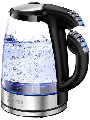 2L Larger Capacity Electric Kettle 2200W LED Indicator Removable Filter Glass Bo