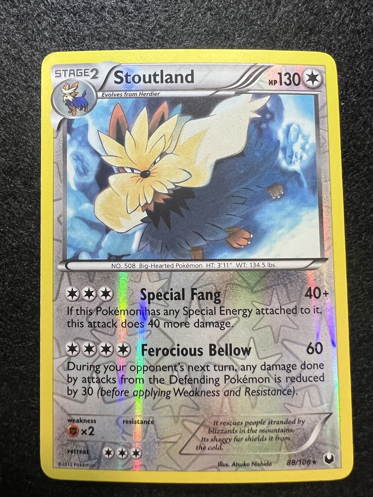 Pokemon Stoutland Reverse Holo 88/108 from Dark Explorers in NM- condition.