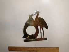 Brass Stork 6" T X 5" W Standing Picture Frame - Holds 2" X 2" Picture - Newborn