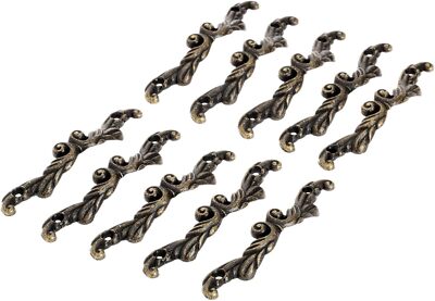 Dophee 10Pcs Antique Brass Decorative Pull Handle for Mini Jewelry Box Drawer x