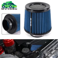 BLUE 3" 76mm High Flow Inlet Cold Air Intake Cone Replacement Dry Air Filter NEW