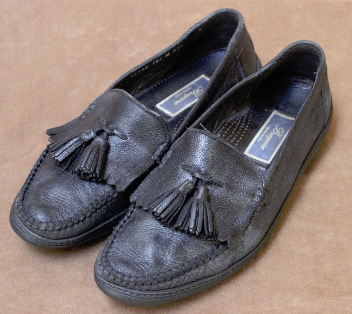 Bragano Cole Haan Black Leather Tasseled Loafers Shoes size