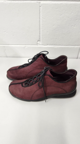 Arche Women's Nubuck Leather Lace Up Comfort Shoes, Size 41EU, In Eggplant Color